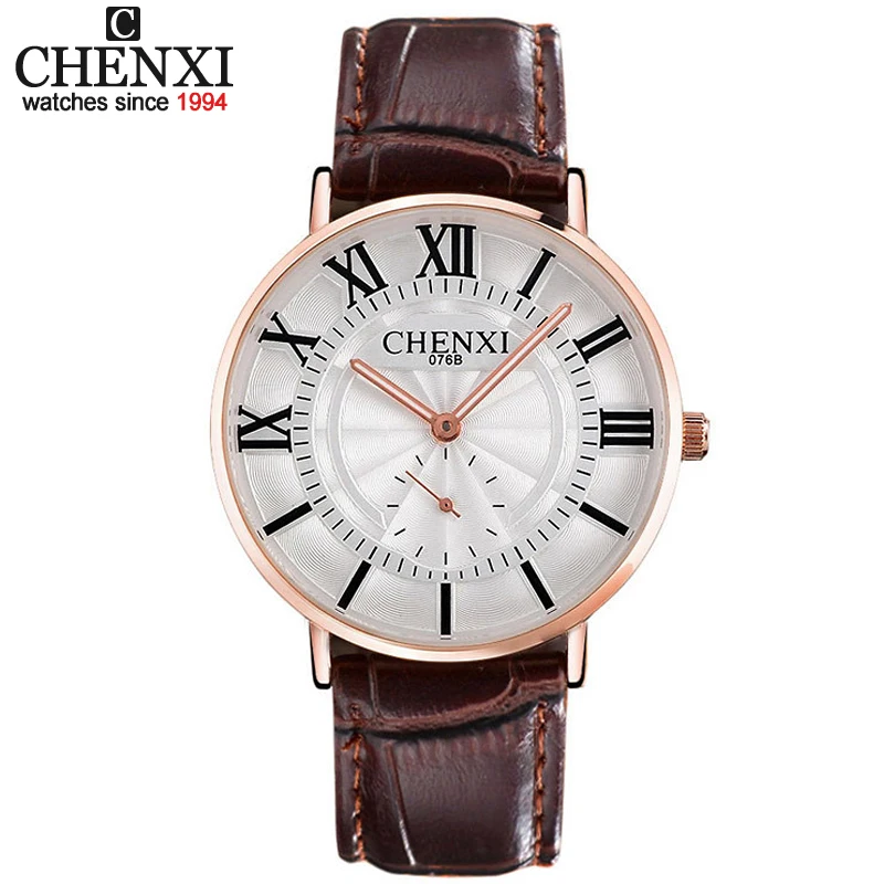 CHENXI 076B Luxury Brand Watches Male fashion casual quartz watch Classic genuine Leather Strap men wristwatch Relogio Masculino