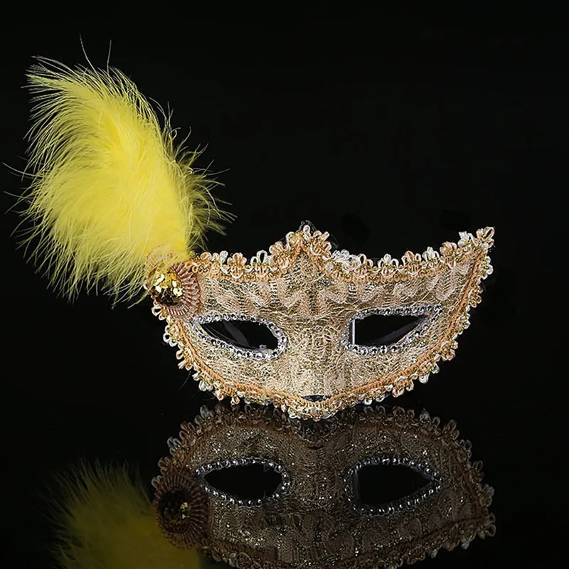 Картина маска боковая цветок принцесса бабочка перо кожаные модели Хэллоуин мяч маски предметы для вечеринок - Цвет: Золотой