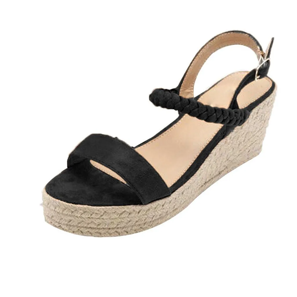 

Jaycosin sandals summer word with straw female sandals open toe wild platform waterproof platform shoes open toe heel shoes