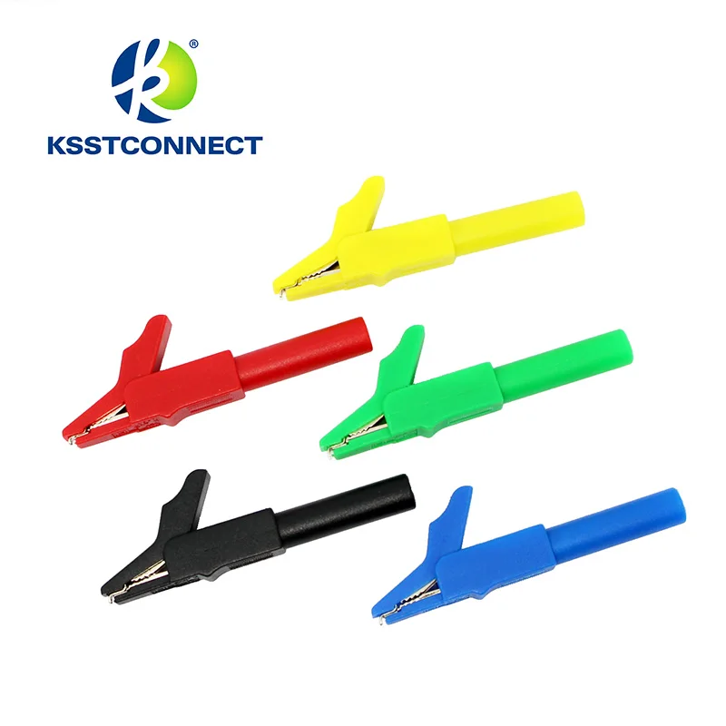 

CC258 10pcs Black Red Insulated Slim Alligator Clip test Clip with 4 mm Socket
