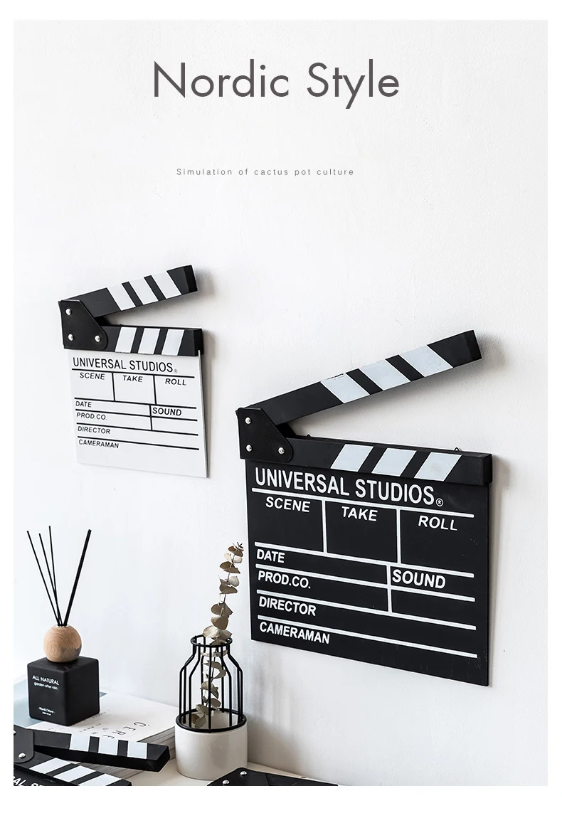 Nordic decorative ornaments ,black and white Clapboard film clapper director playing board photo studio shooting props bedroom  (3)
