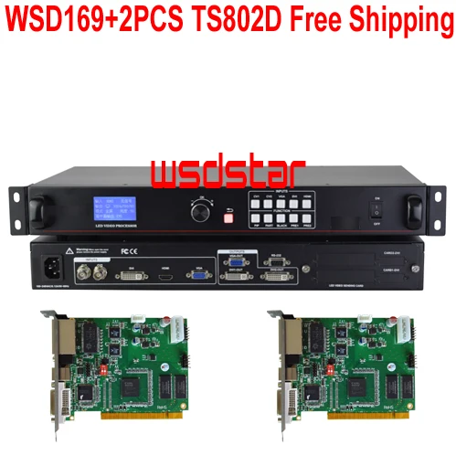 WSD169 + 2 шт. TS802D видеопроцессор со светодиодный ным экраном CVBS/DVI/HDMI/VGA 2304*1152 с