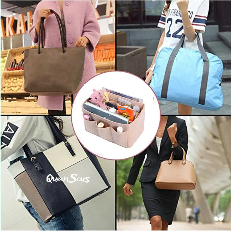 الإناث ورأى القماش إدراج حقيبة منظم ماكياج حالة المنظم متعددة الوظائف حقيبة السفر إدراج المحمولة التجميل أكياس