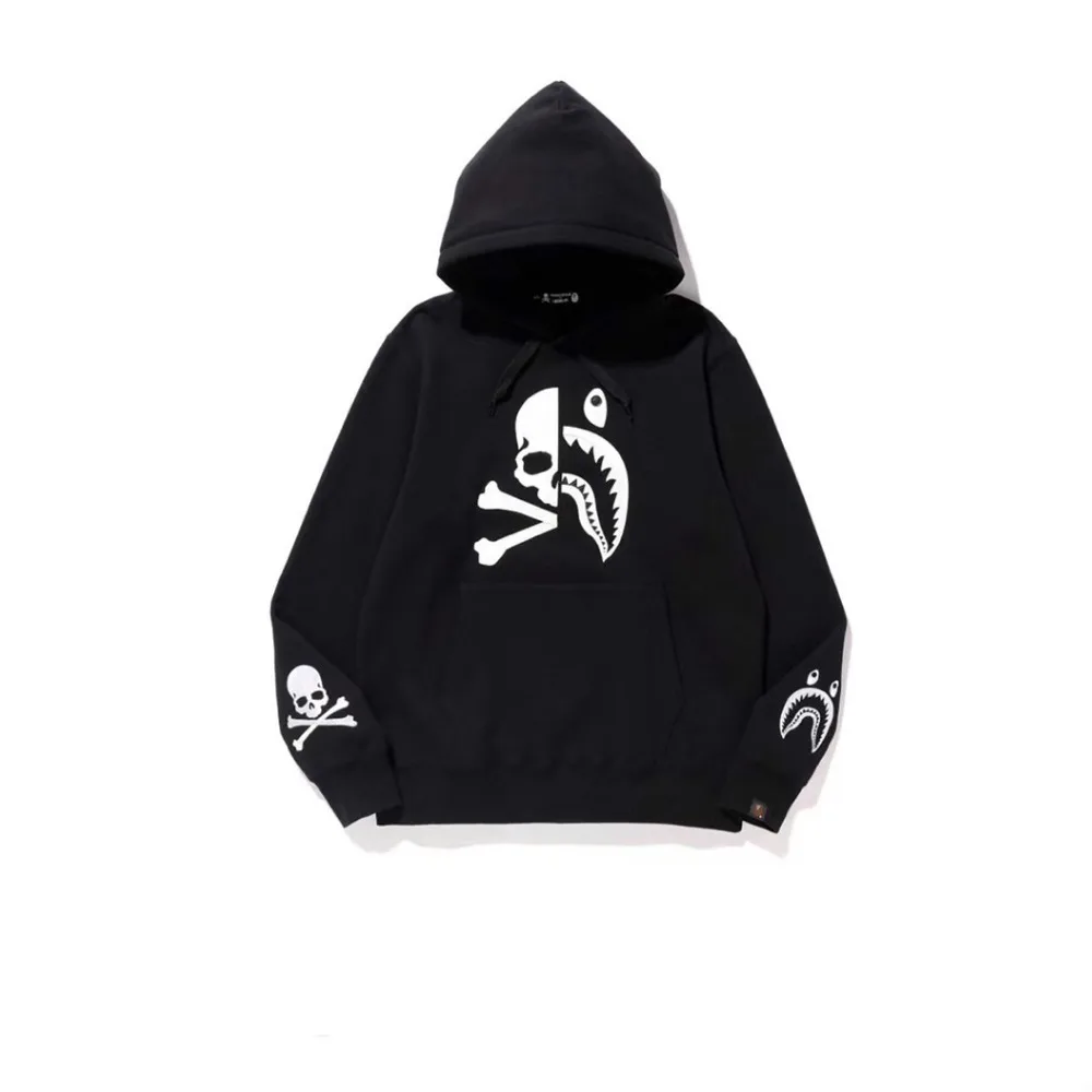 

2018 autumn and winter new fashion skull print male shark men and women round neck hooded Hoodies & Sweatshirts coat jacket