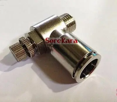 

Pneumatic Push In Flow Speed Control Valve Union Quick Release Air Fitting Push Fit 1/8" BSP male x Tube O/D 6mm