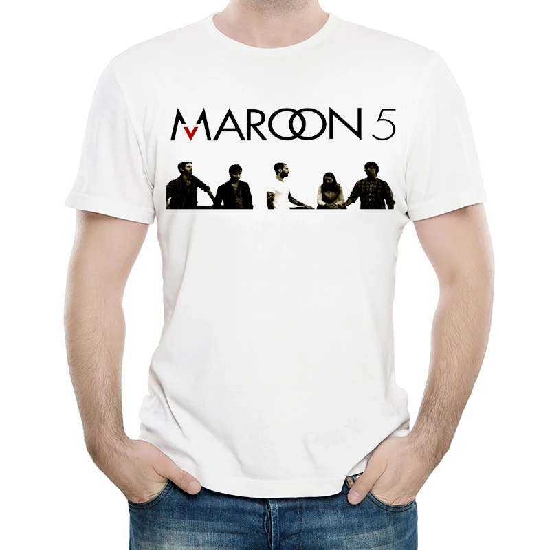 Maroon 5 футболка белого цвета Мужская мода принт короткий рукав Adam Levine футболки