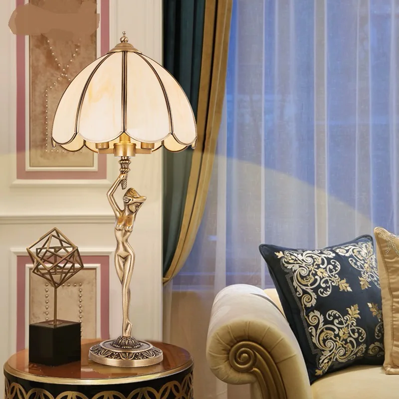 Full copper Table Lamps lamp bedroom bedside lamp European luxury