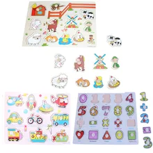 hand grasp baby wooden puzzle toy Kid Early educational toys animal learning education wood jigsaw toy