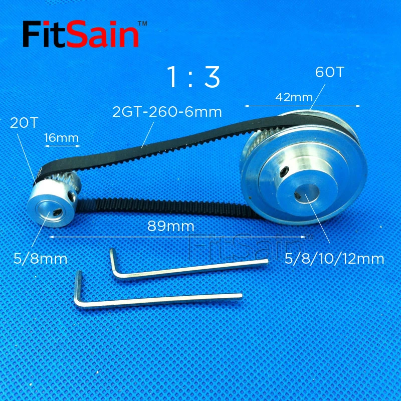 FitSain 2GT 20T60T 13 Width 6mm aluminum alloy pulley reduction ratio