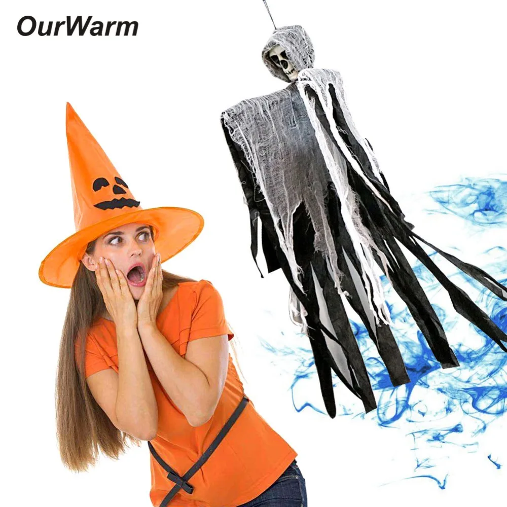 

OurWarm 100*60cm Halloween Hanging Ghost DIY Decorations Creepy Haunted House Props Skull Devil Horror Halloween Decorations