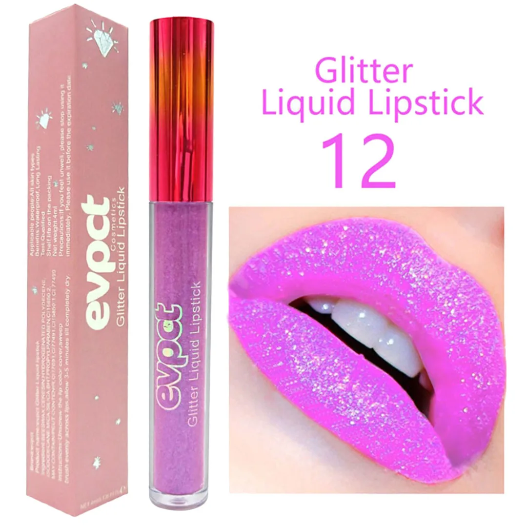 Shellhard 15 Colors Diamond Glitter Glossy Makeup Liquid Lipstick Matte Changed Metallic Lipgloss Shiny Sexy Lip Gloss