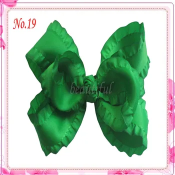 

14pcs 5" Double Bow Clip,Grosgrain Ribbon Bows Hairpins ,Solid Pinwheel Hairbows Girl Boutique Hair Accessory No27.