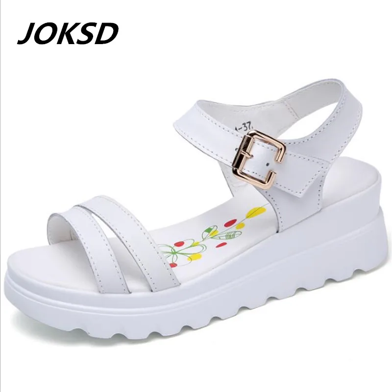 Женские кожаные сандалии на платформе JOKSD модные повседневные обувь лето