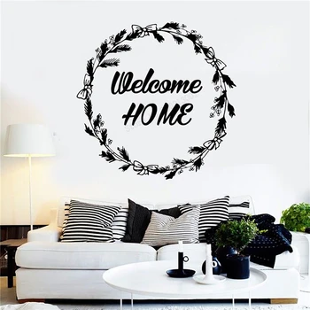 

Wall Decoration Welcome Home Decorative Vinyl Art Removeable Poster House Interior Decal Beauty Circle Ornament Mural LY299