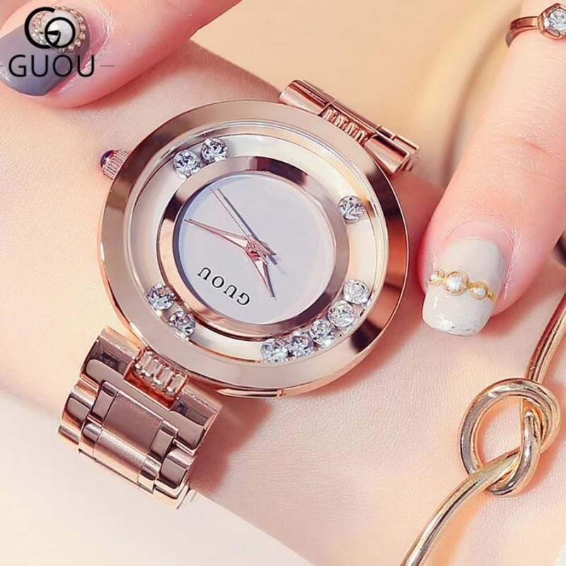 GUOU Glitter Diamond Watch Women Watches Luxury Rhinestone Woman