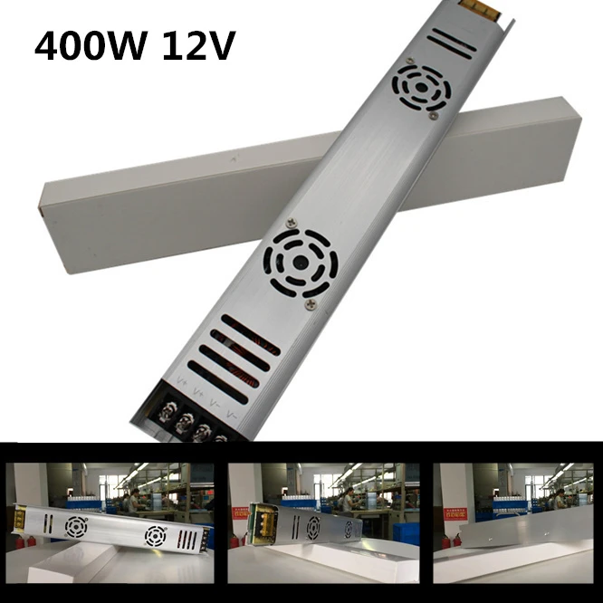 

DC 12V 400W Ultra Thin PWM LED Power Supply Lighting Transformers AC 220V 240V Driver For led strip light box Safety Hot sale