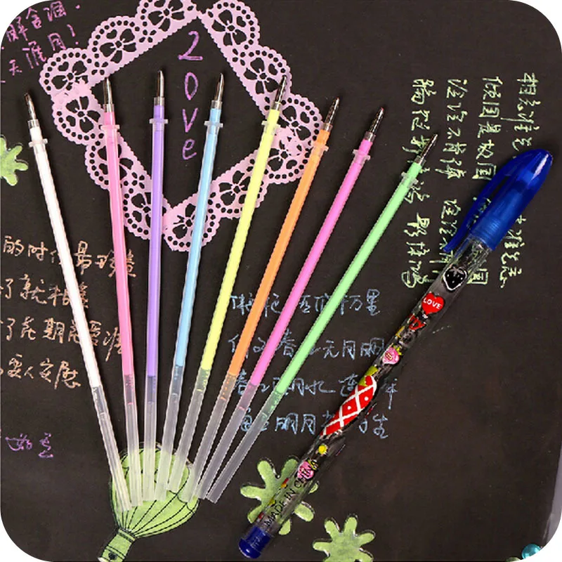 1 ручка+ 8 посылок/Набор Новая гелевая ручка для самостоятельного украшения для альбома, Набор цветных ручек, корейские канцелярские принадлежности, школьные принадлежности