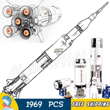 1969 шт Аполлон Сатурн V космическая ракета США фигурка 37003 модель строительные блоки собрать детские игрушки совместимы