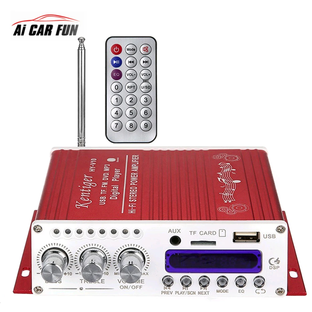 

Car Audio Subwoofer Sound Amplifier For Speakers USB Bluetooth V4.0 Hi-Fi Stereo Super Bass With Romote Control Switch