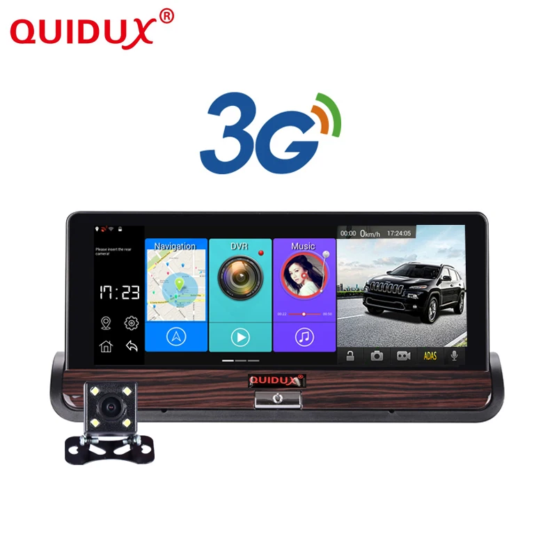 Koop QUIDUX Nieuwe Full HD Dvr GPS Android 7 inch Touch Dual Camera WiFi Auto Camera Auto Middenconsole Bus Truck auto camera