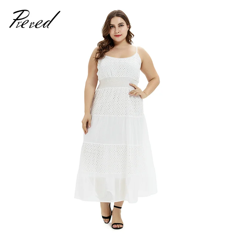 

Summer dress 2019 Sundresses Sleeveless Lace Openwork Fashion Large Size Slim Beach Sexy Casual Dress Sling