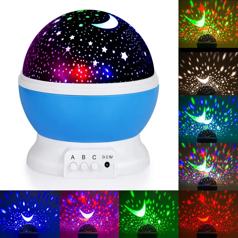 

Star Projector Novelty Lighting Moon Sky Rotation Kids Baby Nursery Night Light Battery LED Rotating USB Cable Operated Lamp