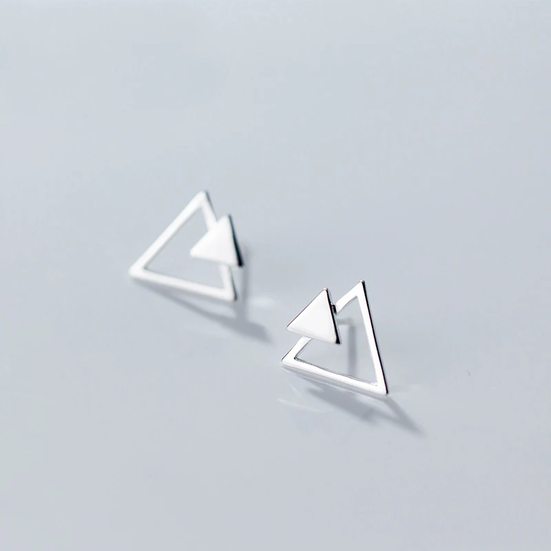 

MloveAcc Romantic Real 925 Sterling Silver Triangle Stud Earrings Trendy Minimalist for Women Jewelry Accessories Fashion