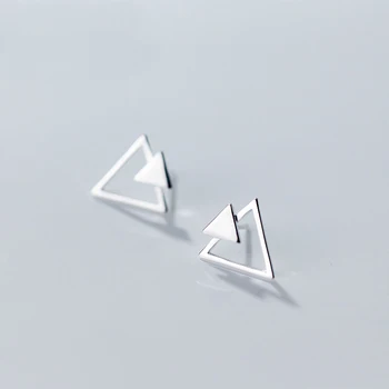 

MloveAcc Romantic Real 925 Sterling Silver Triangle Stud Earrings Trendy Minimalist for Women Jewelry Accessories Fashion