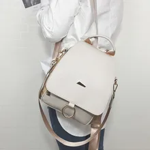 Mochila para mujer, bandolera de piel sintética y nailon, mochilas de viaje, mochila vintage, mochila escolar negra