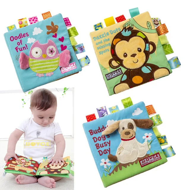 Baby Learning&Education Animal embroidery Soft Cloth Book animals Fabric Book Infant Baby Early Education Cloth Books