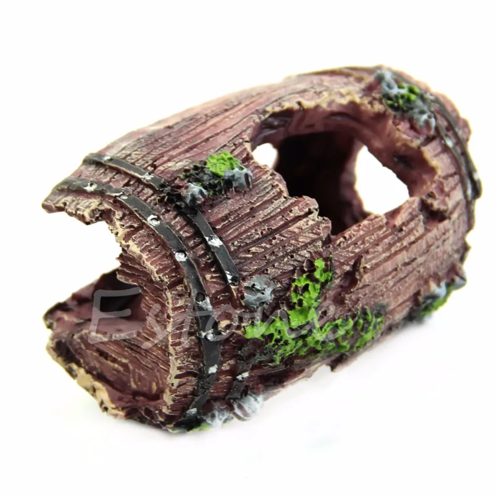 Hot Sale Aquarium Fish Tank Artificial Barrel Resin Ornament Cave Landscaping Decoration
