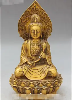 

Chinese Bronze Carving Seat Kwan-yin Guan Yin Goddess Buddha Hold Lotus Statue