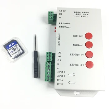 

T1000S SD Card WS2801 WS2811 WS2812B LPD6803 LED 2048 Pixels Controller DC5~24V T-1000S RGB Controller 10pcs DHL Free