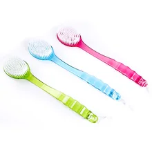 Высокое качество с длинной ручкой пластиковая ванная комната Тело Ванна Душ Задняя щетка Очищающая кожу массажер хвост шнурок легко висящий