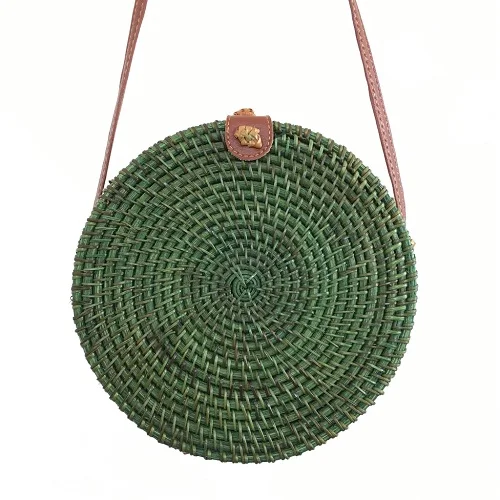 5 шт. оптом сумки из ротанга для Для женщин Соломенная пляжная сумка, сумка в руку, известный фирменный дизайн, Стиль дамы Бали дамские сумочки из бамбука - Цвет: 5 pcs green color