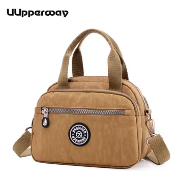 

2018 European Style Women Mini Messenger Bags Small Tote Bag Nylon Handbag Lightweight Three Zipper Pockets Waterproof Handbags