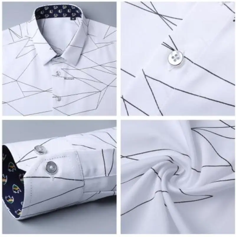 Качество люксовый бренд Мужская s Мужская классическая рубашка мужская рубашка с длинным рукавом геометрический принт вечерние Вечеринка Кнопка рубашка красивая блузка для мужчин