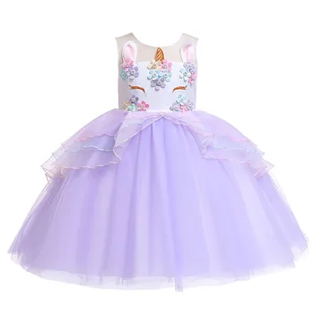 

6318 Unicorn Flower Tutu Princess Easter Baby Girl Dress Summer Wedding Party Kids Dresses For Girls Wholesale baby girl clothes