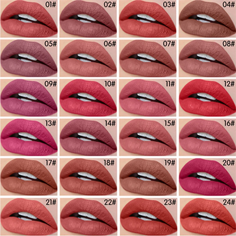 

24 Pcs/Kits Matte Lipstick Long Lasting Waterproof Velvet Lip Gloss Tint Kit Beauty Makeup Stick Cosmetics Set