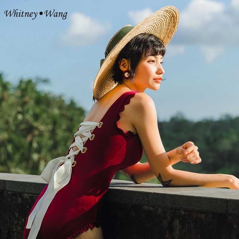 

WHITNEY WANG 2019 Summer Fashion Streetwear Beach Style Sexy Back Lace-Up Bodysuits Women Jumsuits Girls Playsuits Rompers