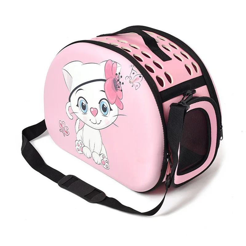 

2019 Cute Cat Dog Print Bag Foldable Out Convenient Bags Cage New Cartoon Pet Bag Single Shoulder Diagonal Portable Breathable