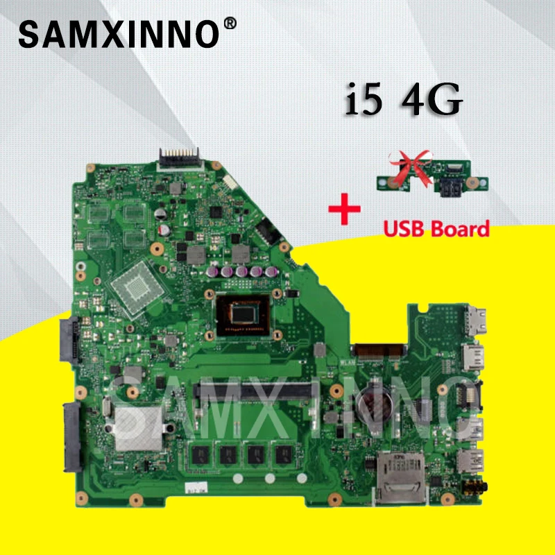 USB board +X550CC REV 2.0 i5-CPU 4GB RAm GM Motherboard For Asus Motherboard A550C R510C X550CC Y581C X552C X550CA Mainboard
