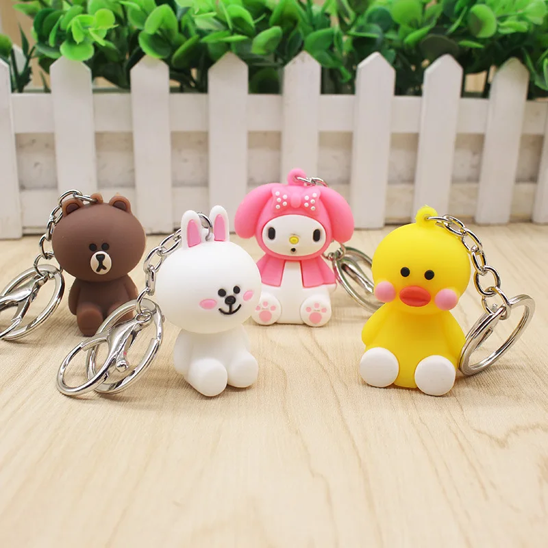 

1PCS Anime Cartoon Bear Melody japanese styles Key chain Silicone key cover cap women hello kitty Totoro monster car Keychain