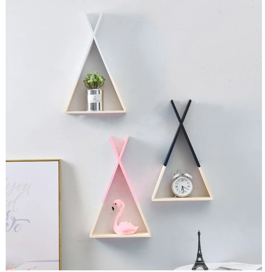 Треугольные полки для хранения в скандинавском стиле, настенная подвесная деревянная декоративная полка для детской комнаты, декоративная книга для спальни