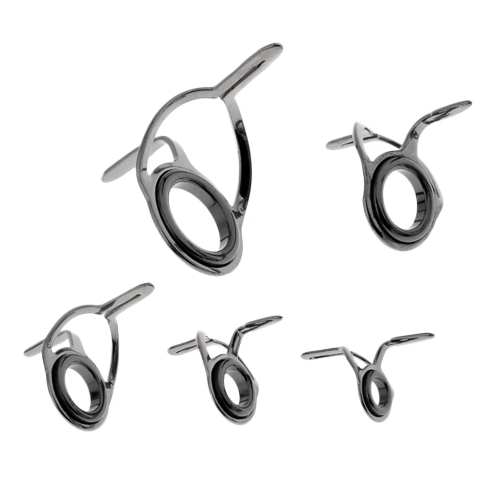 5pcs 4mm 5mm 7mm 8mm 11mm Fishing Rod Guides Eye Rings Rod Top Ring DIY Fishing Rod Building Tip Repair Kit Silver 5 Sizes