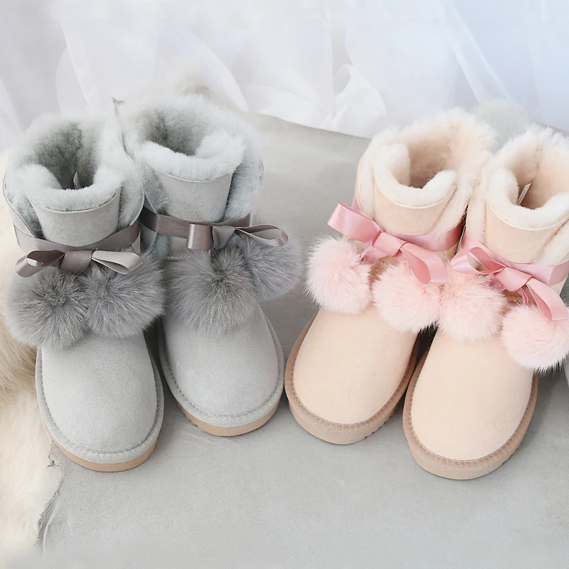 Goede 2018 Nieuwe Collectie Australi euml; Klassieke Vrouwen Laarzen vrouwen Echt Bont Echte Schapenvacht Leer Snowboots Vrouwen Schoenen