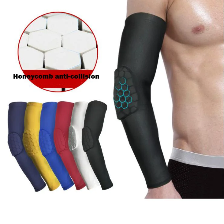 

2pcs Elastic Gym Sport Basketball Arm Sleeve Shooting Crashproof Honeycomb Elbow Support Pads Elbow Protector Guard Sport Safety