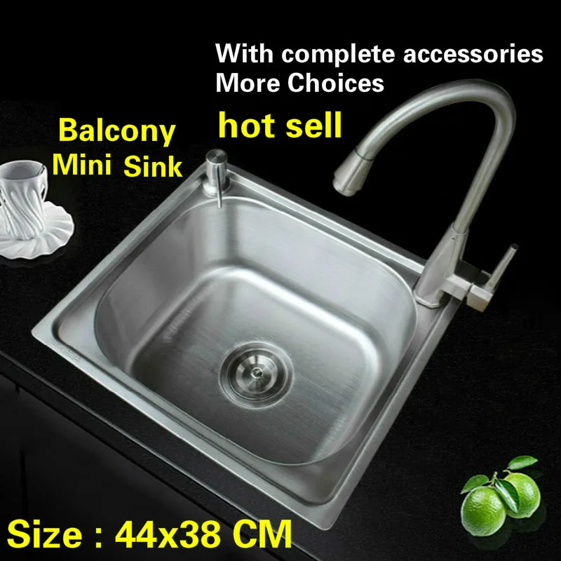 

Free shipping Hot sell fashion 304 stainless steel mini balcony kitchen sink ordinary single slot 440x380 MM