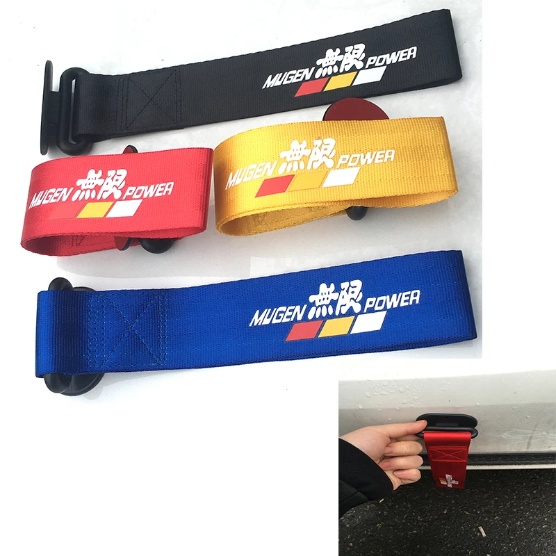 جديد موغن JDM سباق نمط حبل قطر النايلون تزيين مقطورة سحب الحبال سباق سيارة Tow Universal العين سحب الشريط ملصقات للسيارة متعددة الأشكال