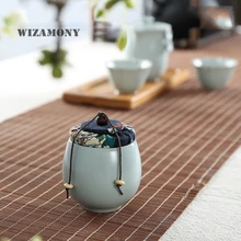 WIZAMONY, эксклюзивный набор чайных чашек, набор, мини, керамика из селадона, экологически чистый чай, Caddy, чайная канистра, чайная фарфоровая банка